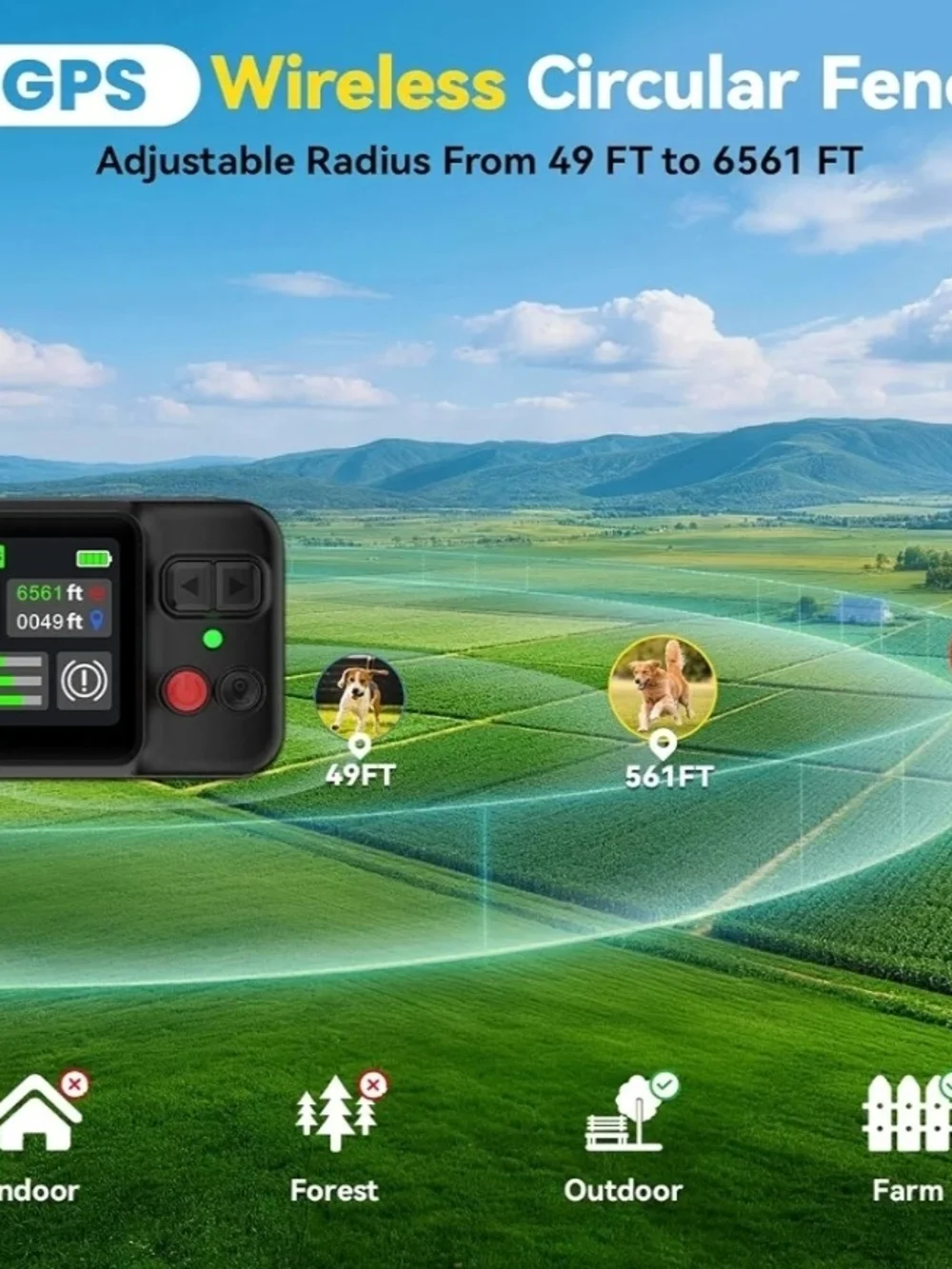 GPS Wireless Fence Collar